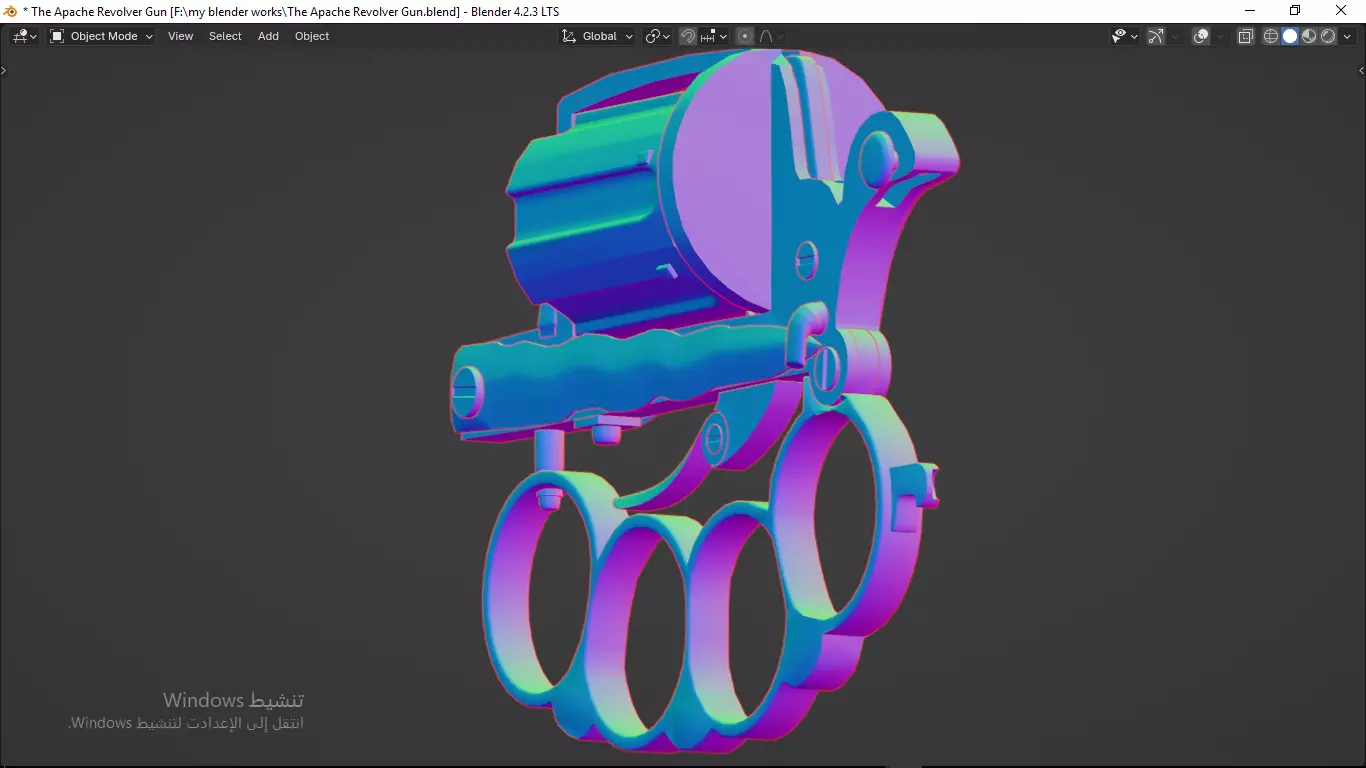 Apache revolver gun high detailed full parts game asset 3D model_67