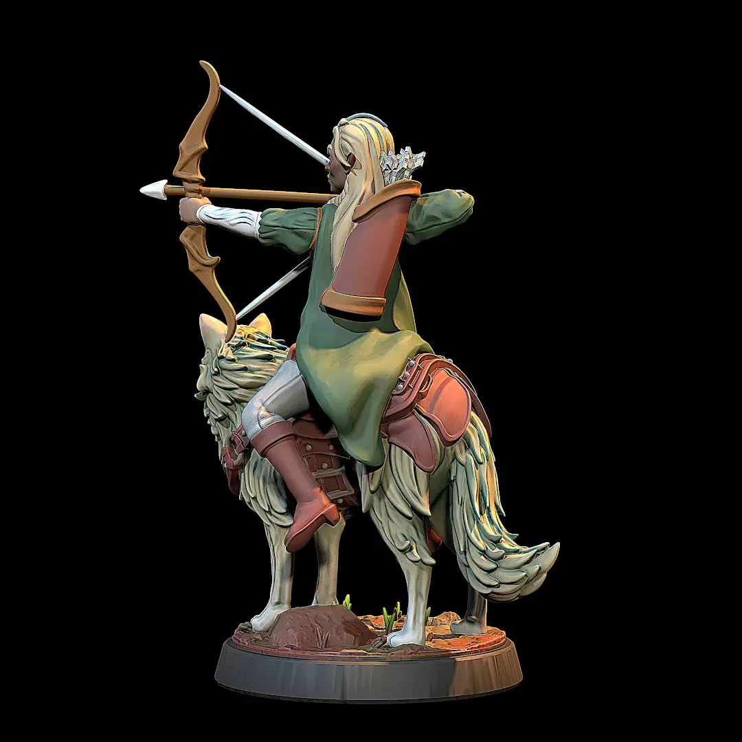 Elf mounted in a wolf 3D print model_4