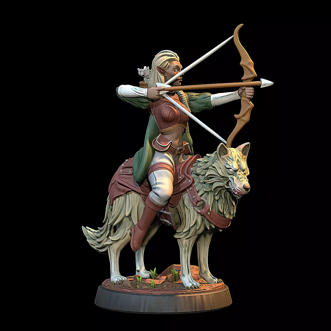 Elf mounted in a wolf 3D print model_2