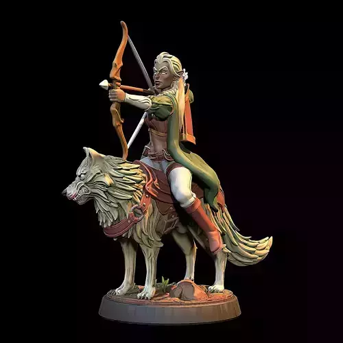 Elf mounted in a wolf