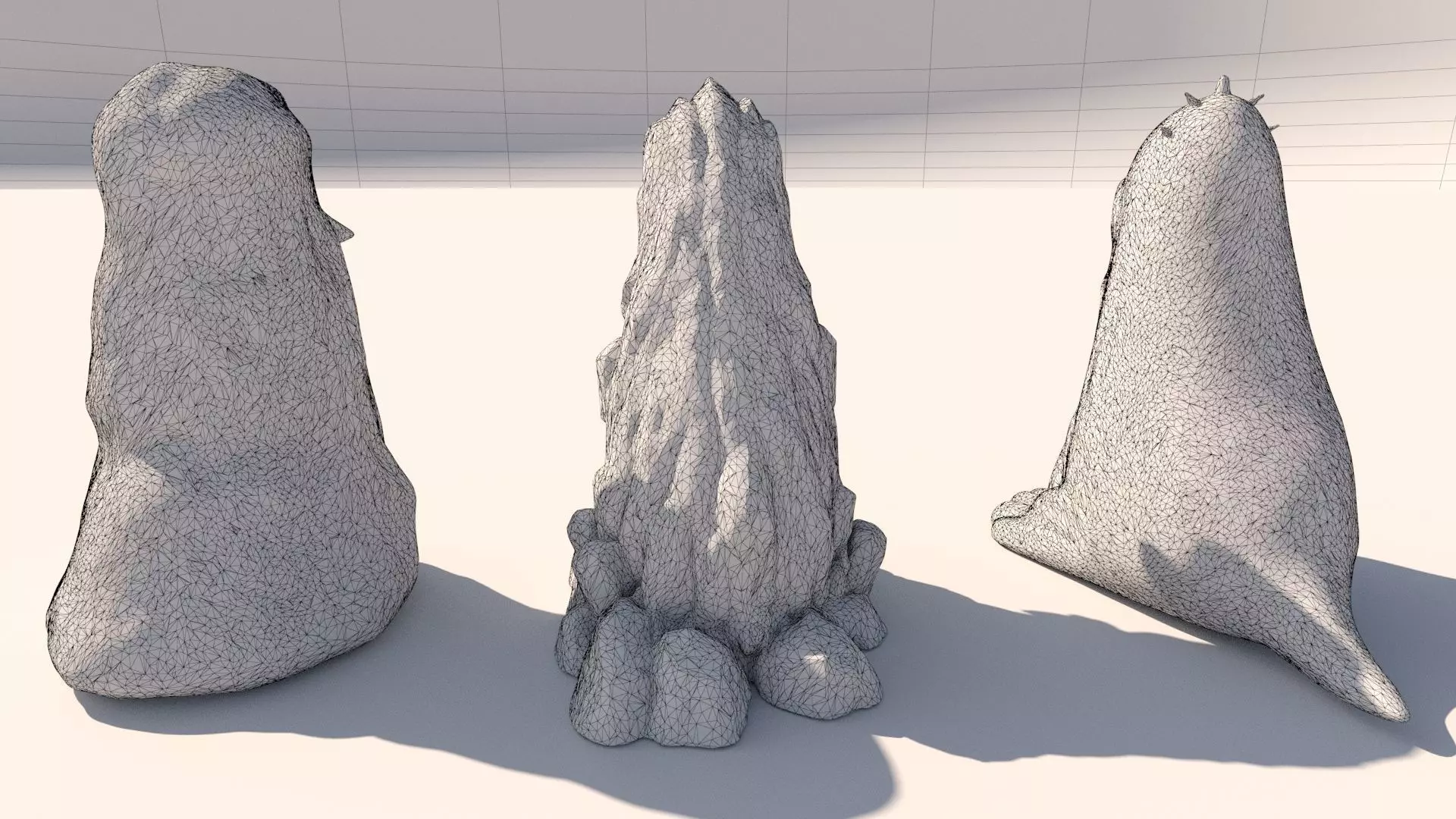 stone totems shaped like monsters 3D model_16