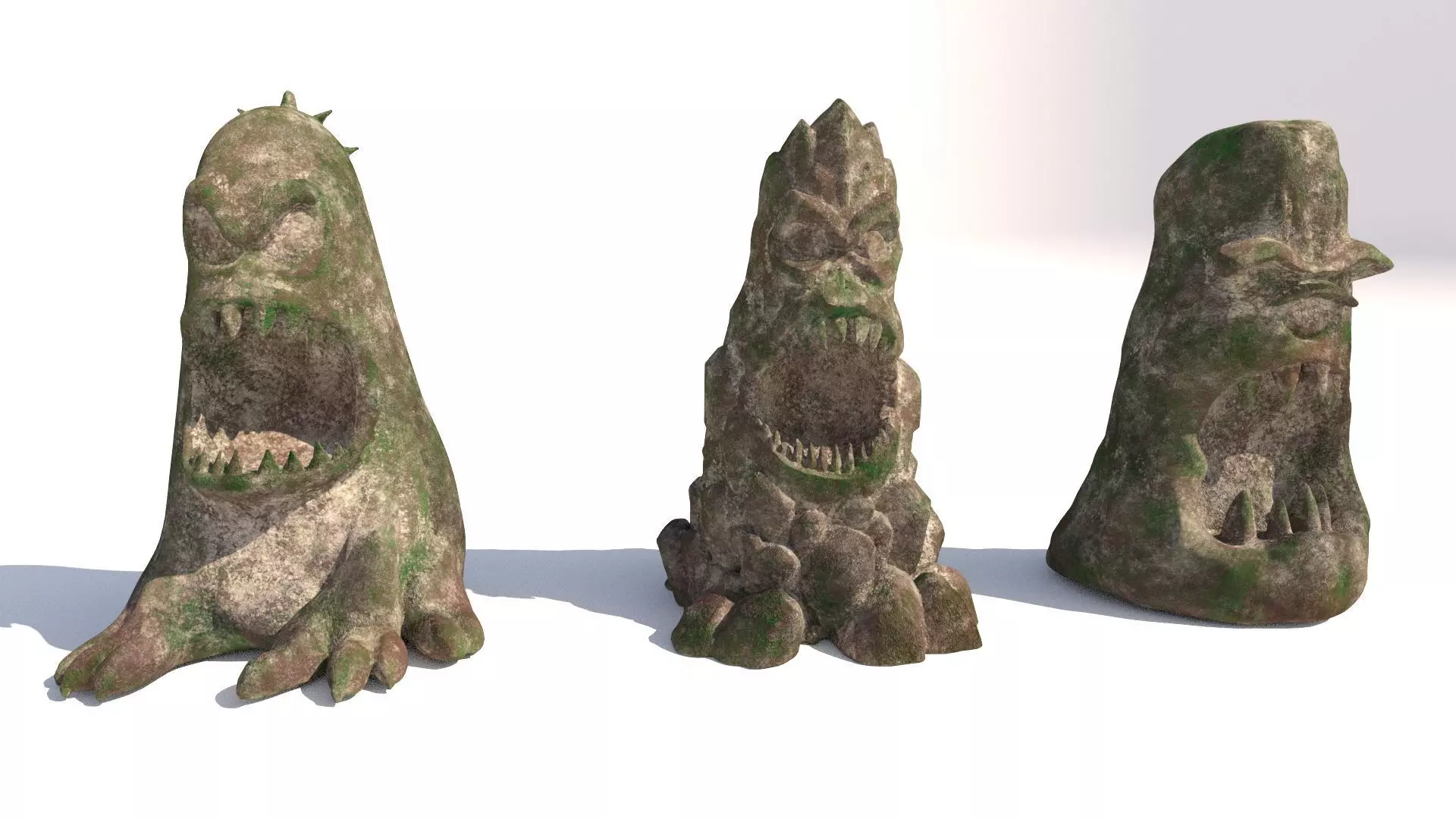 stone totems shaped like monsters 3D model_1