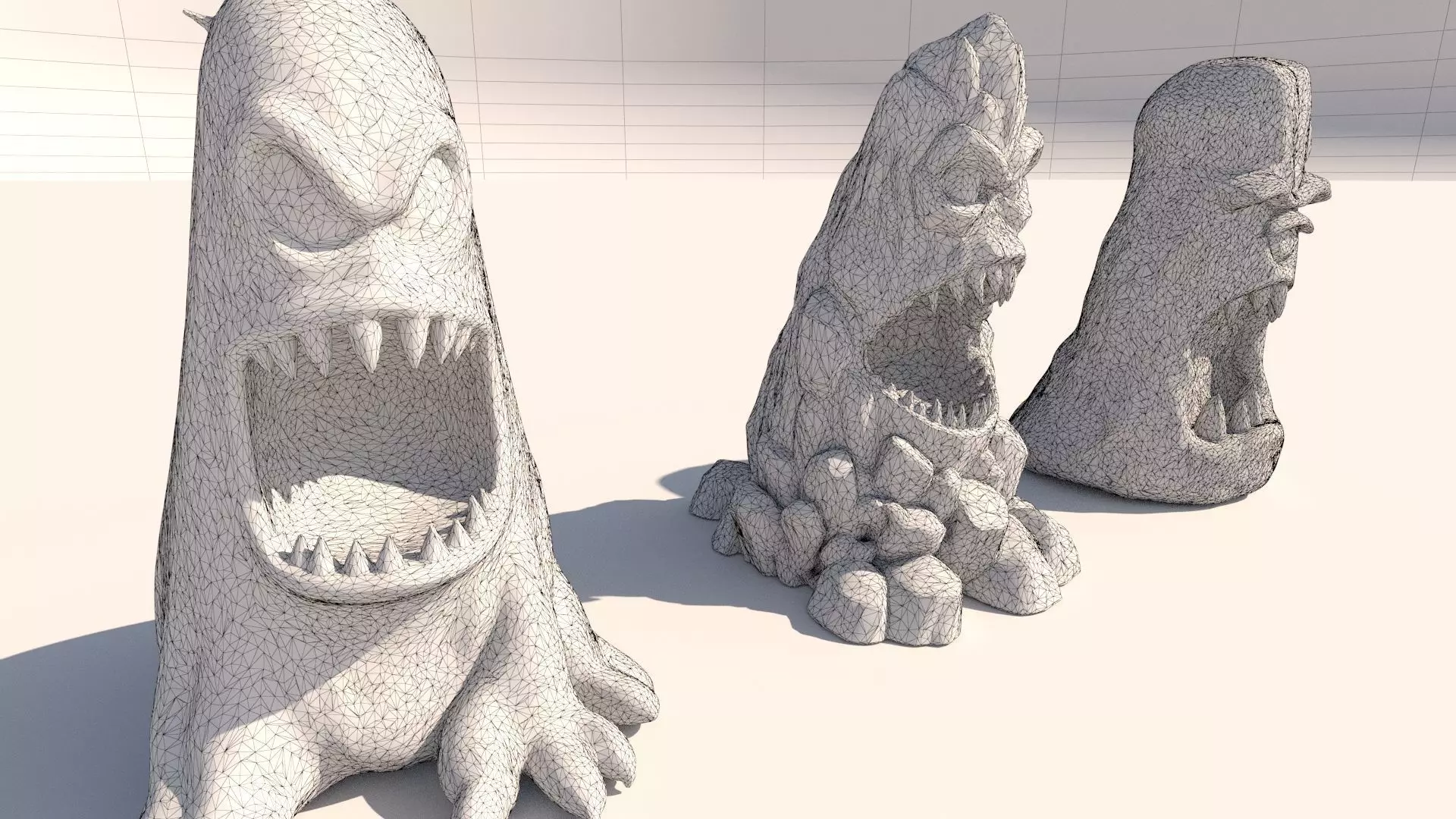 stone totems shaped like monsters 3D model_18