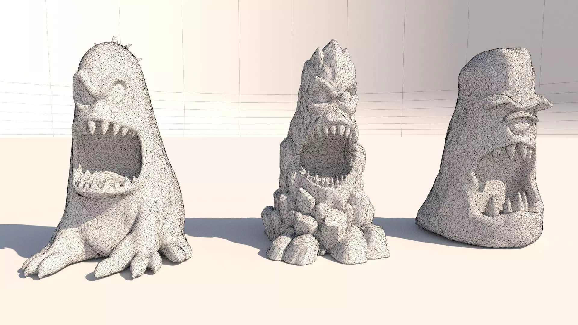 stone totems shaped like monsters 3D model_12