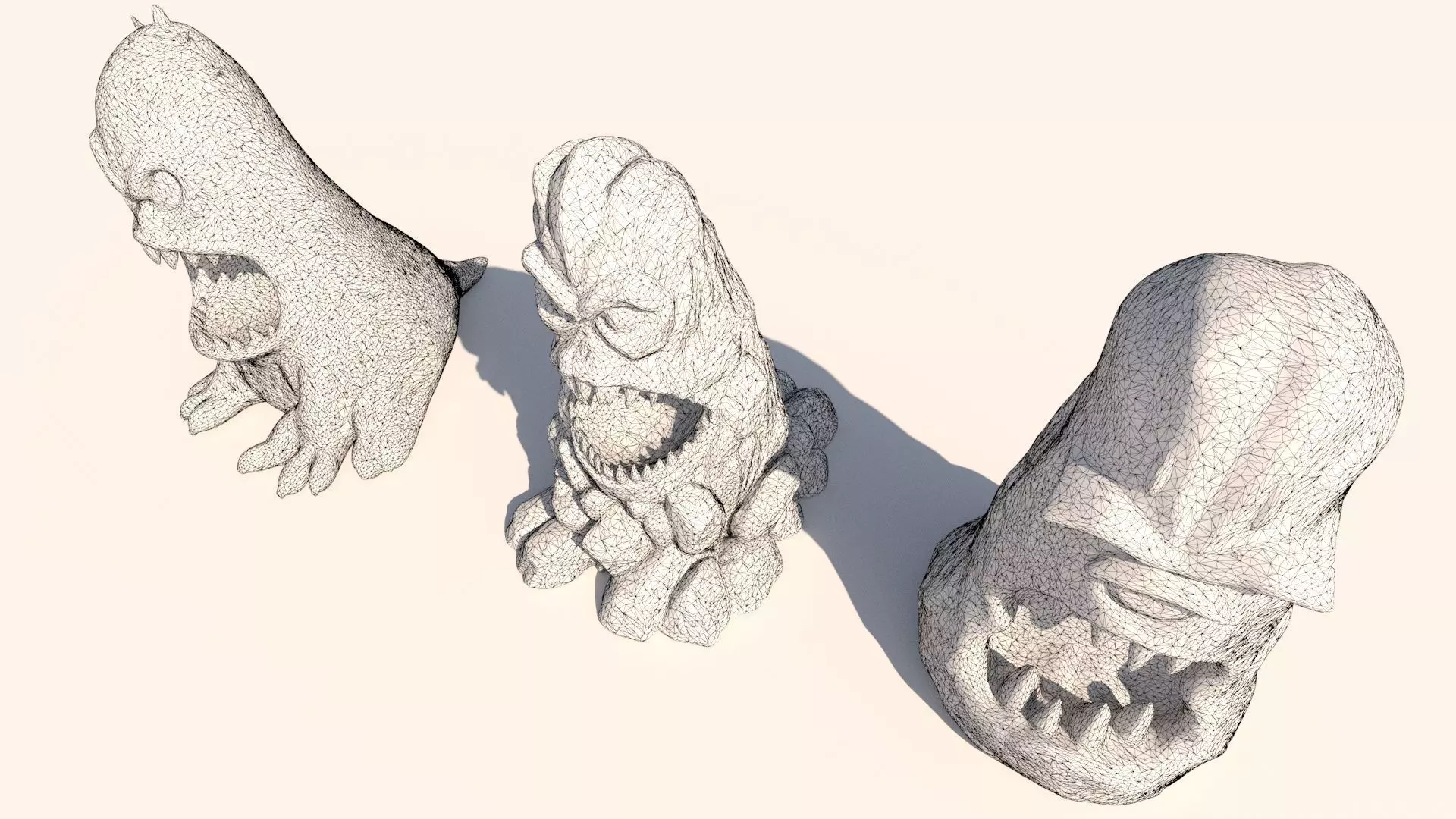 stone totems shaped like monsters 3D model_14