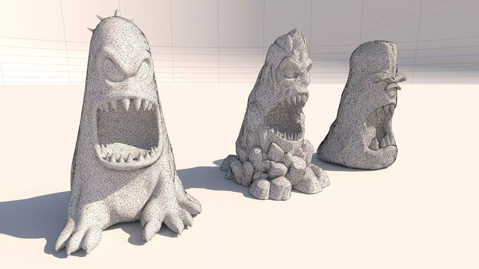 stone totems shaped like monsters 3D model_11