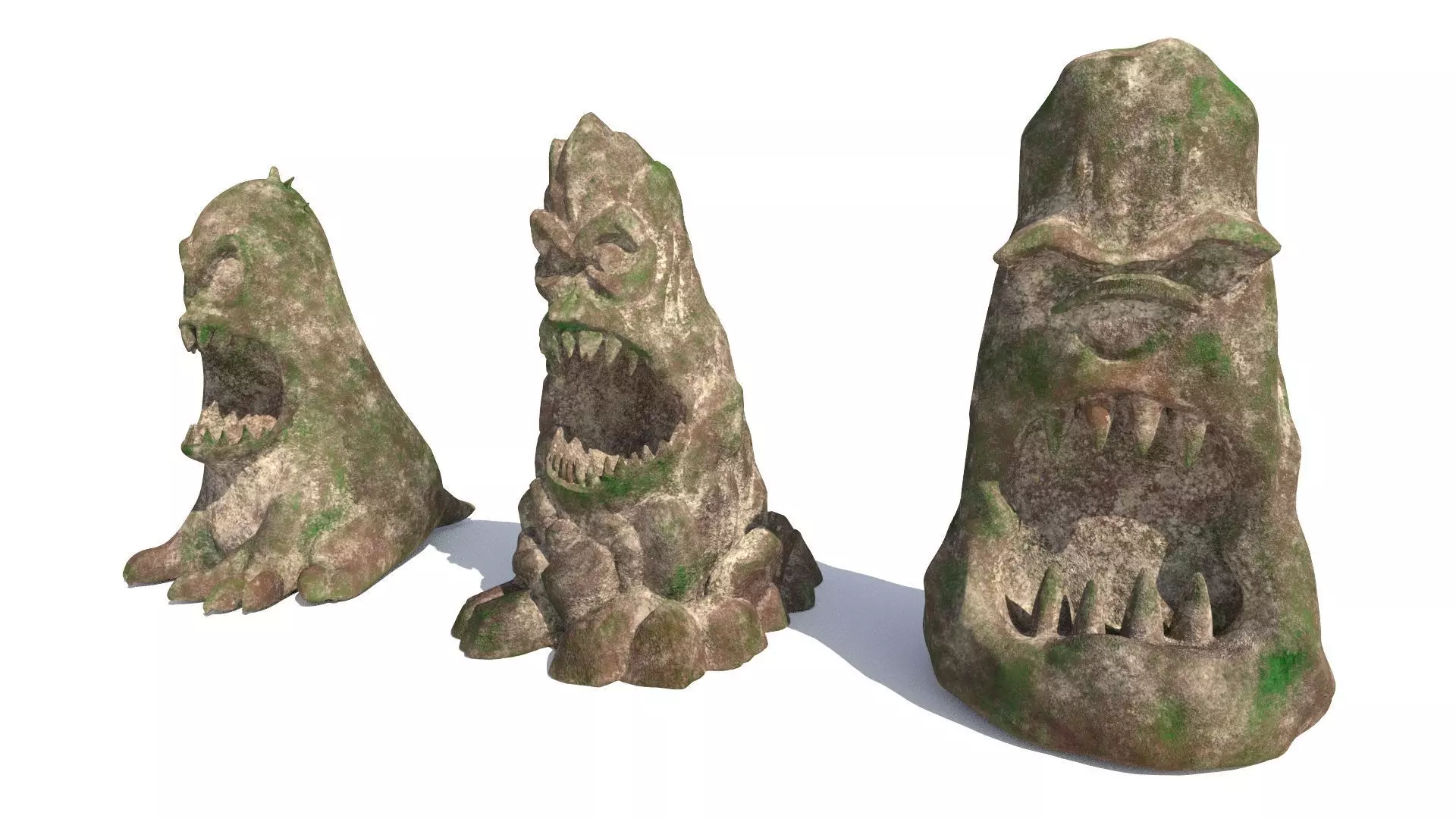 stone totems shaped like monsters 3D model_2
