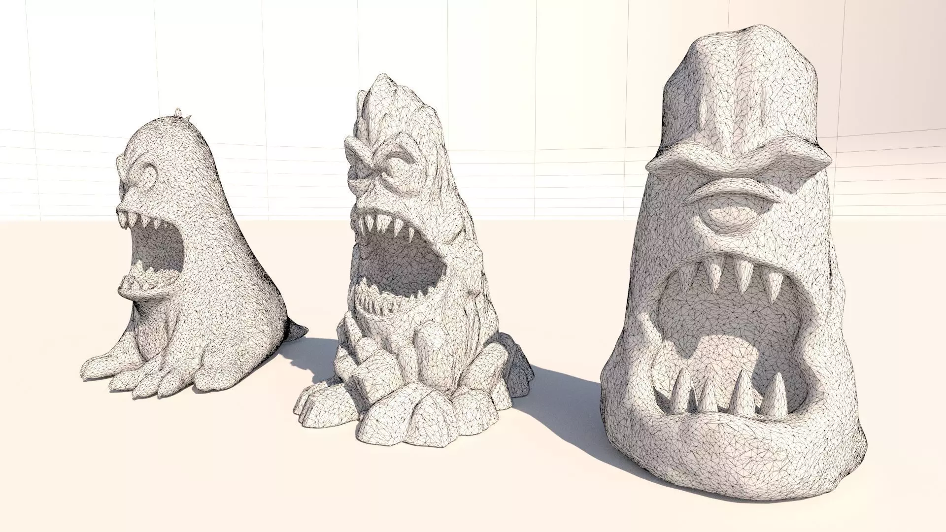 stone totems shaped like monsters 3D model_13