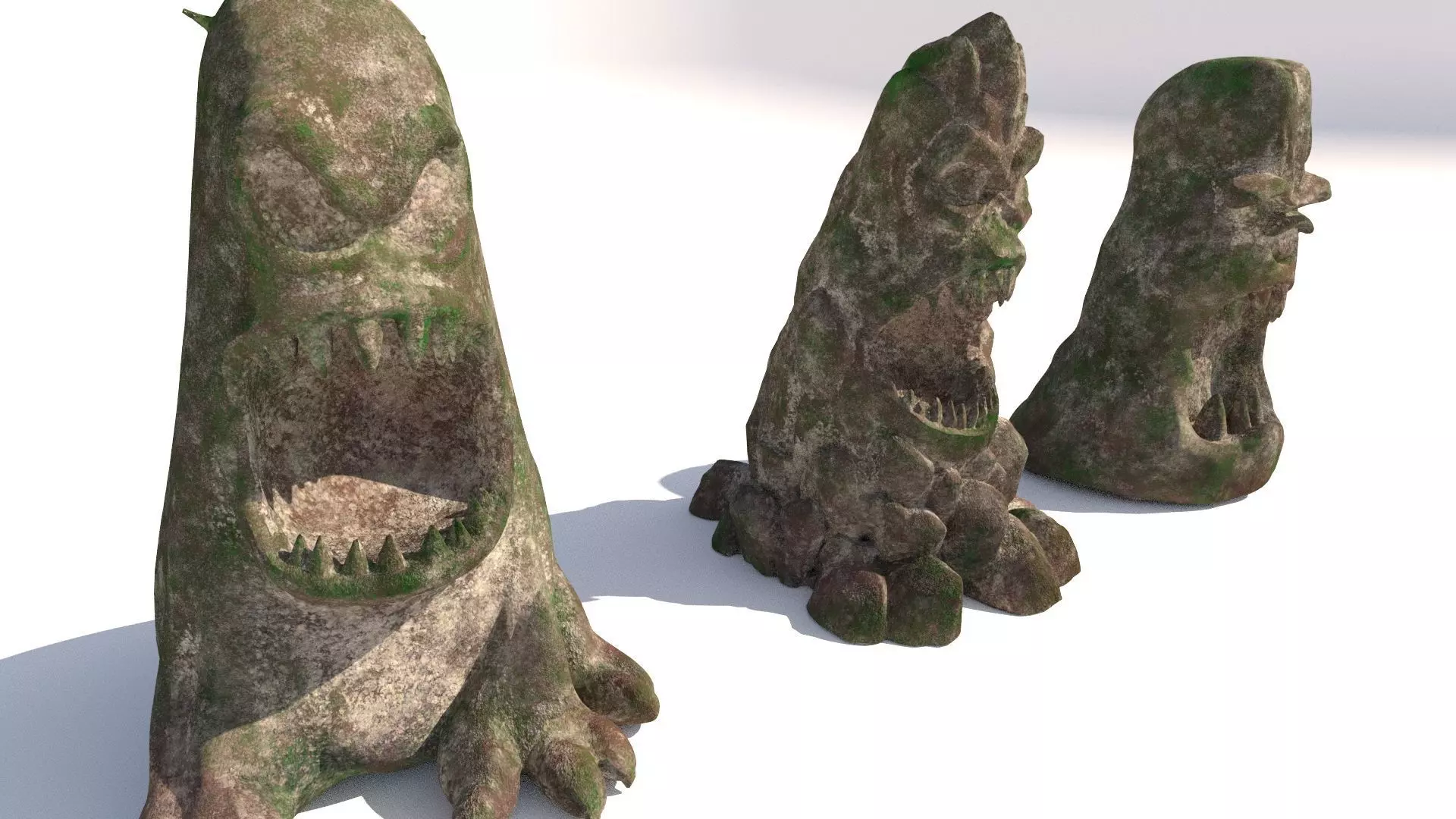 stone totems shaped like monsters 3D model_7