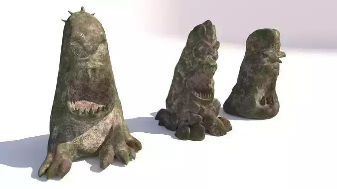 stone totems shaped like monsters