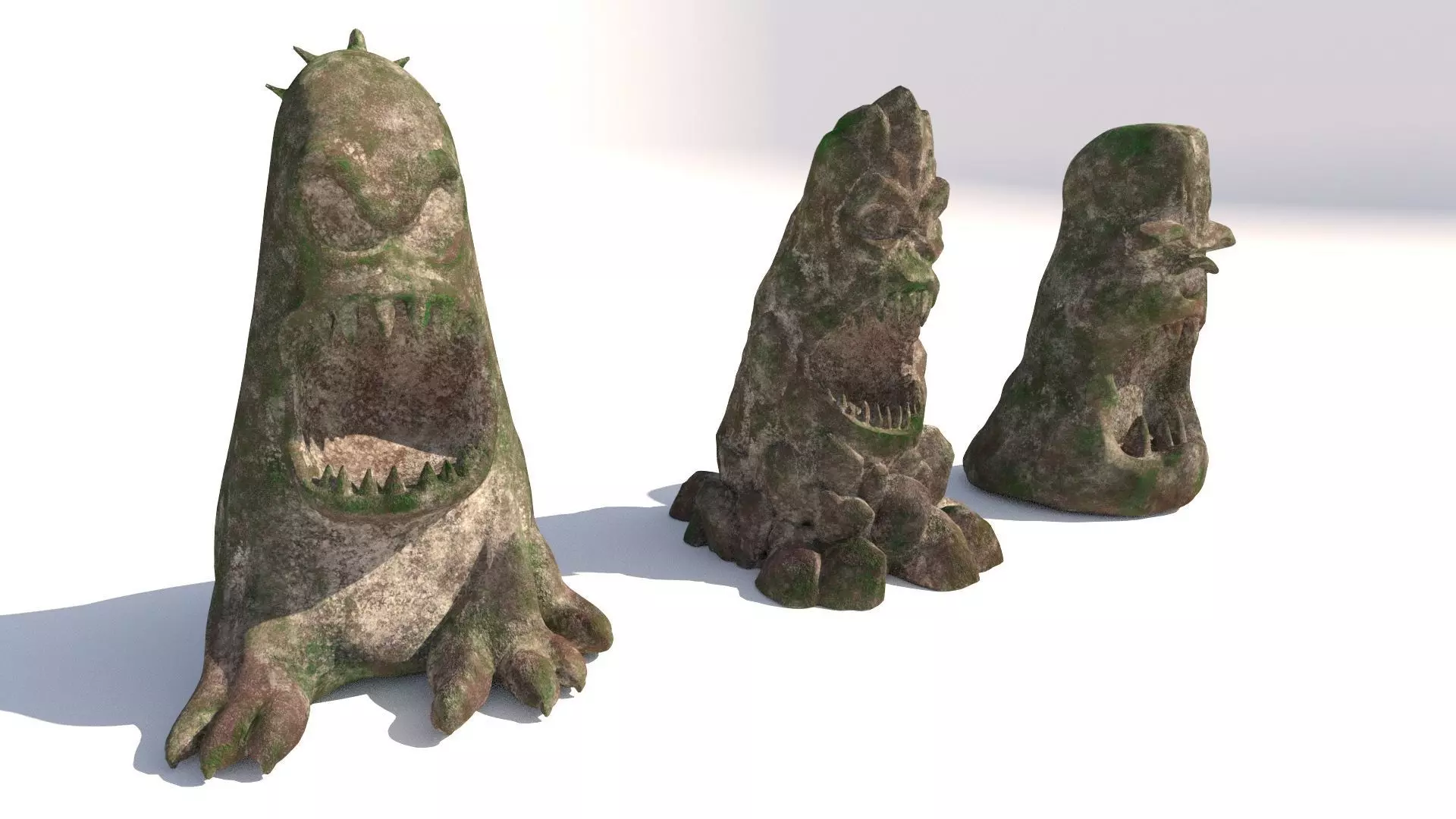 stone totems shaped like monsters 3D model_0