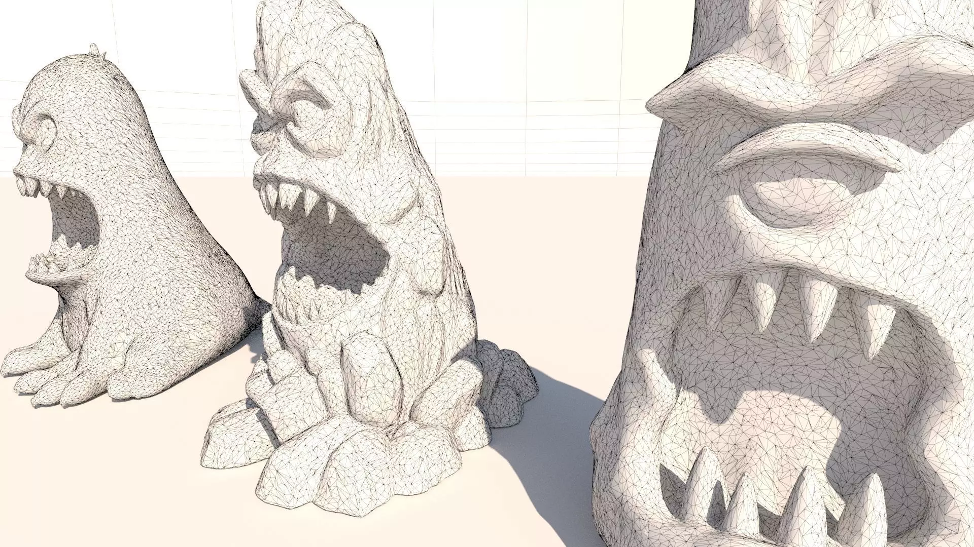 stone totems shaped like monsters 3D model_19