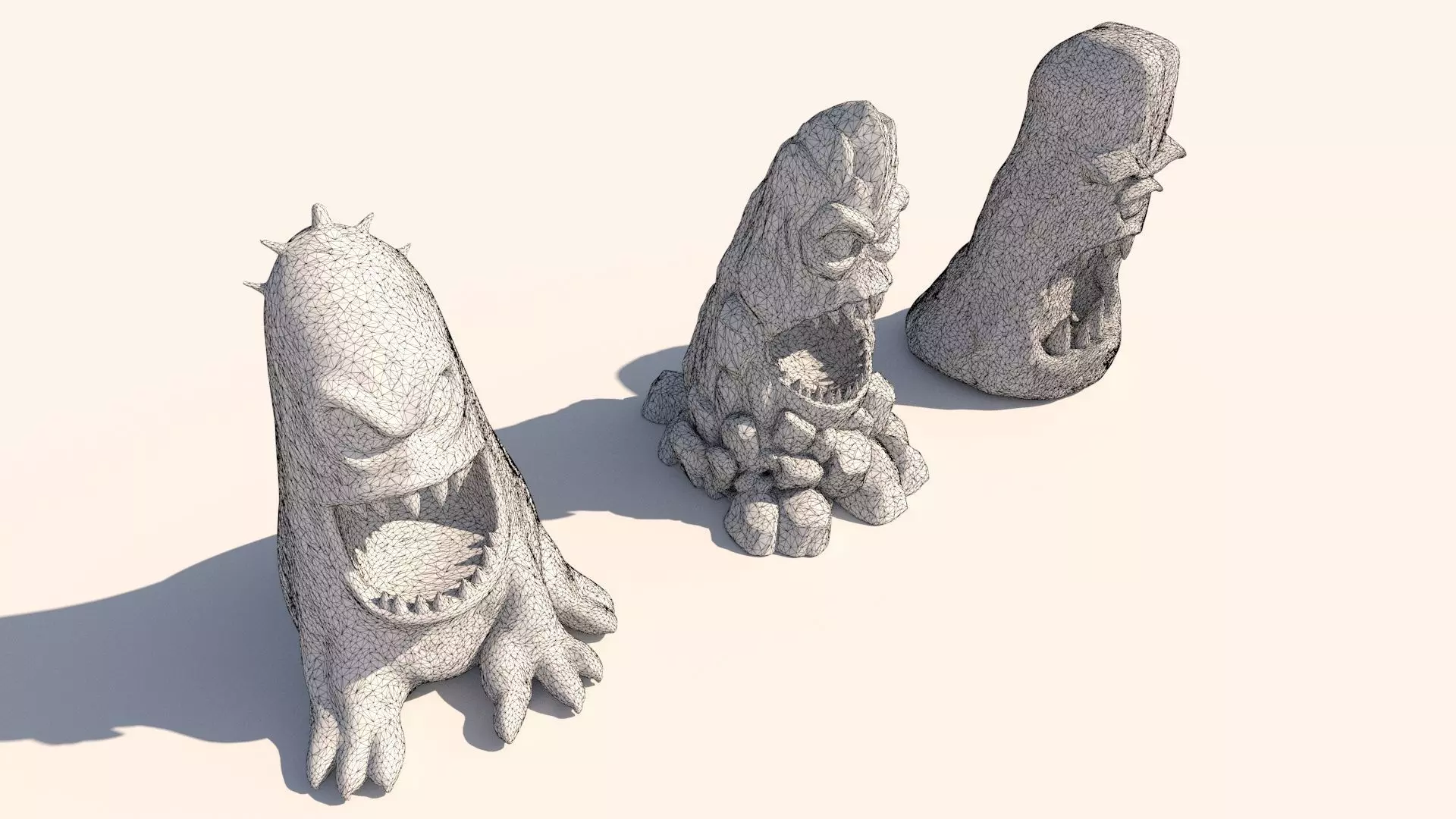 stone totems shaped like monsters 3D model_15