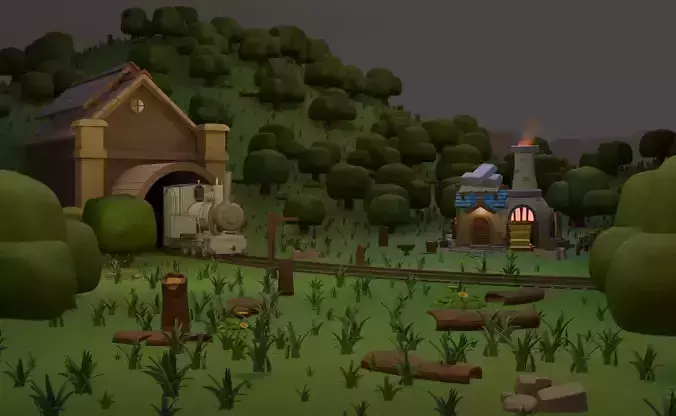 Furnace house Low-poly 3D model