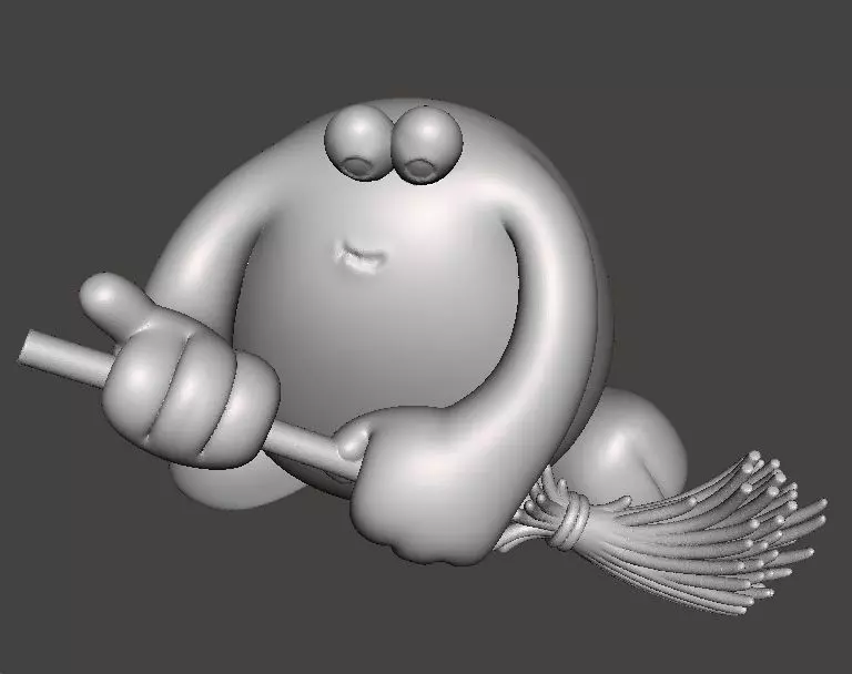 TRAP DOOR BERK WITH BROOM FANTASY FIGURE MODEL TOY SCULPTURE 3D print model_7