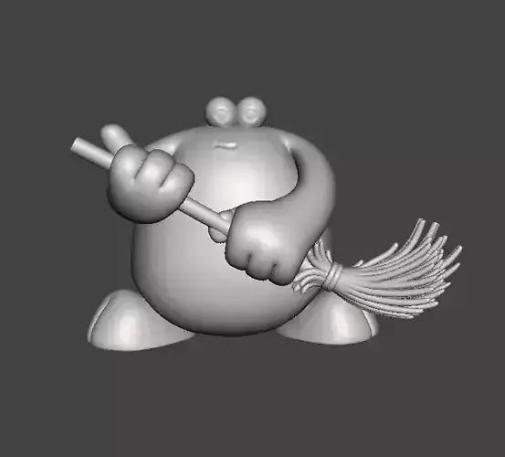 TRAP DOOR BERK WITH BROOM FANTASY FIGURE MODEL TOY SCULPTURE