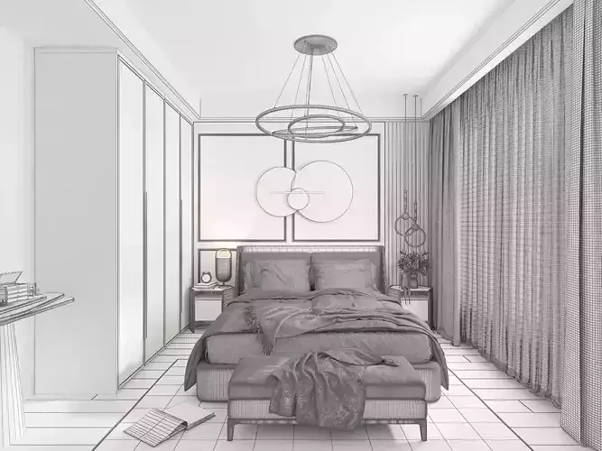 Bedroom Interior 3D model 6