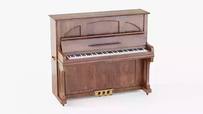 Dark Wood Upright Piano Low-poly 3D model