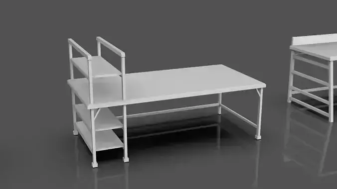 Study Desks And Office Tables Pack - 15 Props - Untextured Low-poly 3D model 6