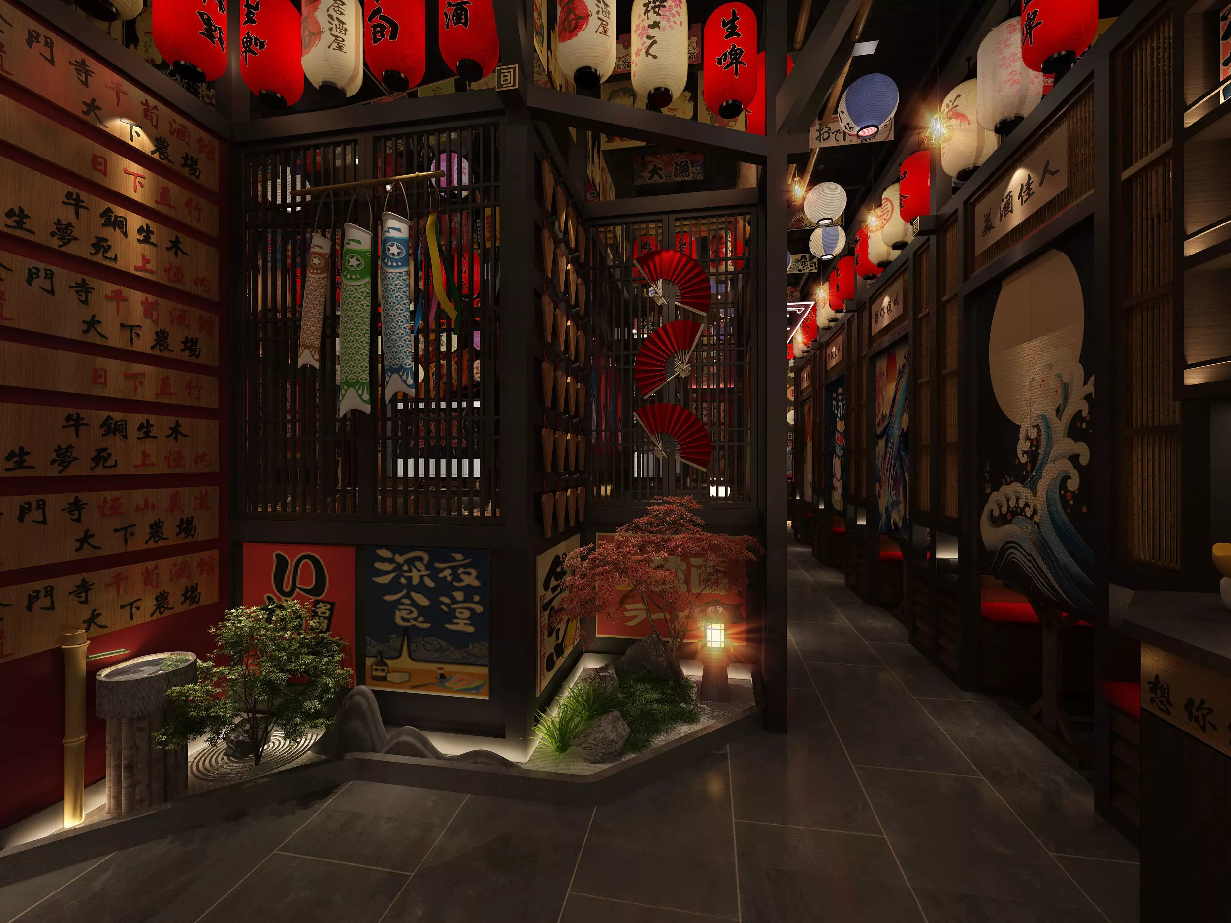 Japanese Restaurant Interior 3D model_2