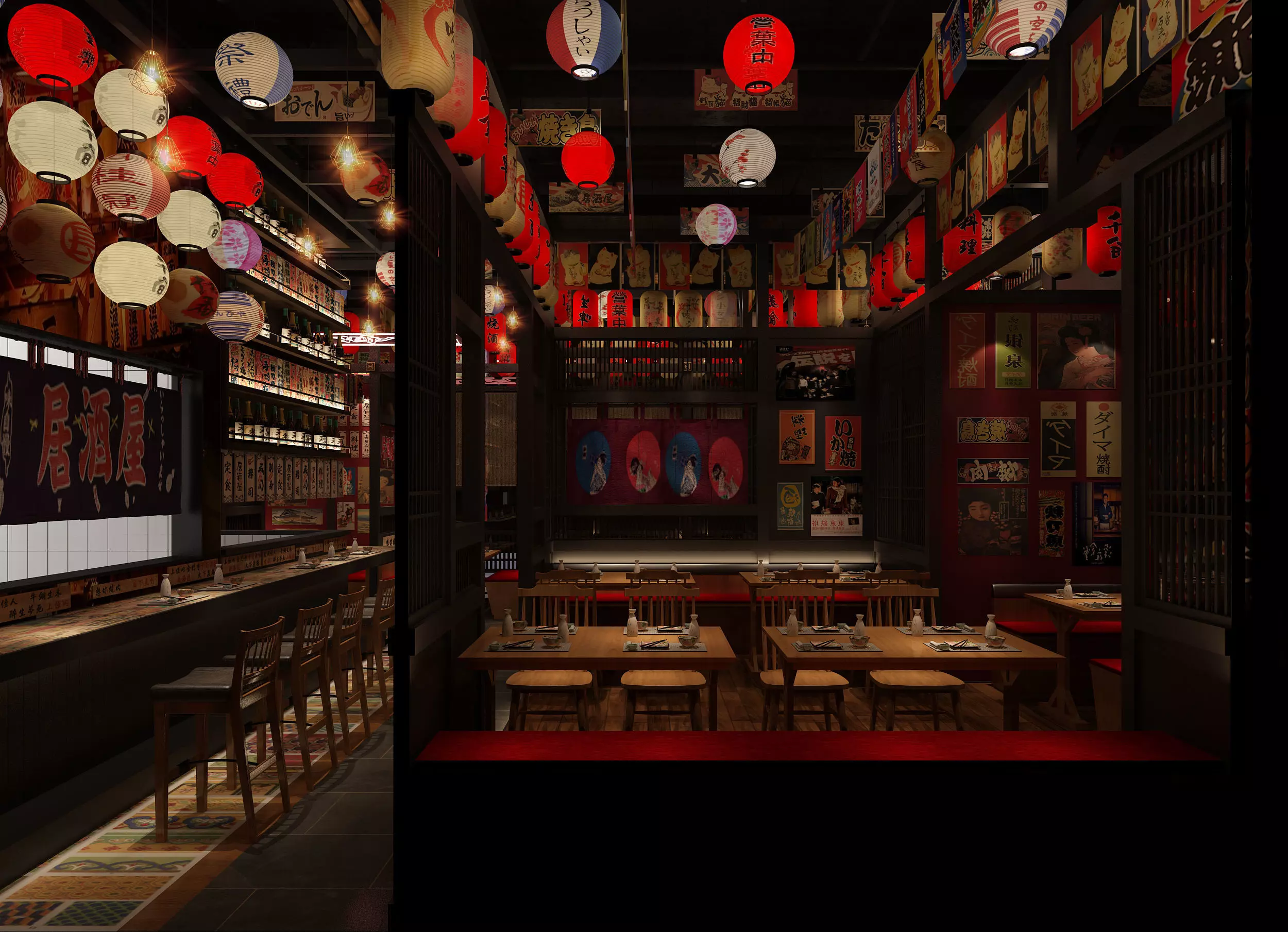 Japanese Restaurant Interior 3D model_0