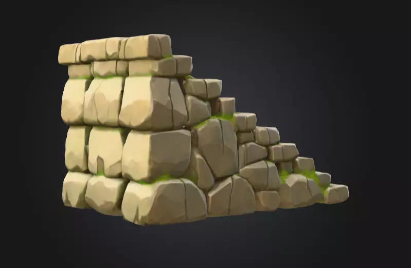 Mossy Stone Stairway Low-poly 3D model_6