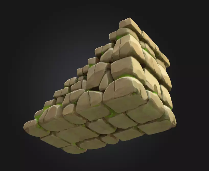 Mossy Stone Stairway Low-poly 3D model_7
