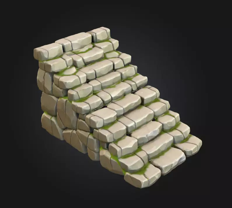 Mossy Stone Stairway Low-poly 3D model_3