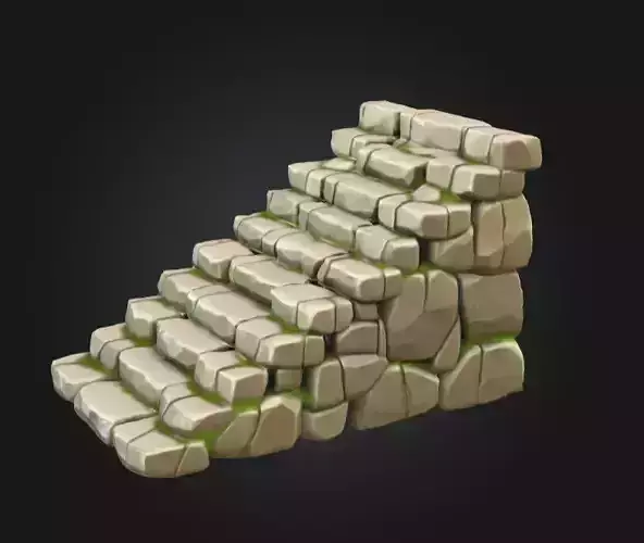 Mossy Stone Stairway Low-poly 3D model Mossy Stone Stairway Low-poly 3D model