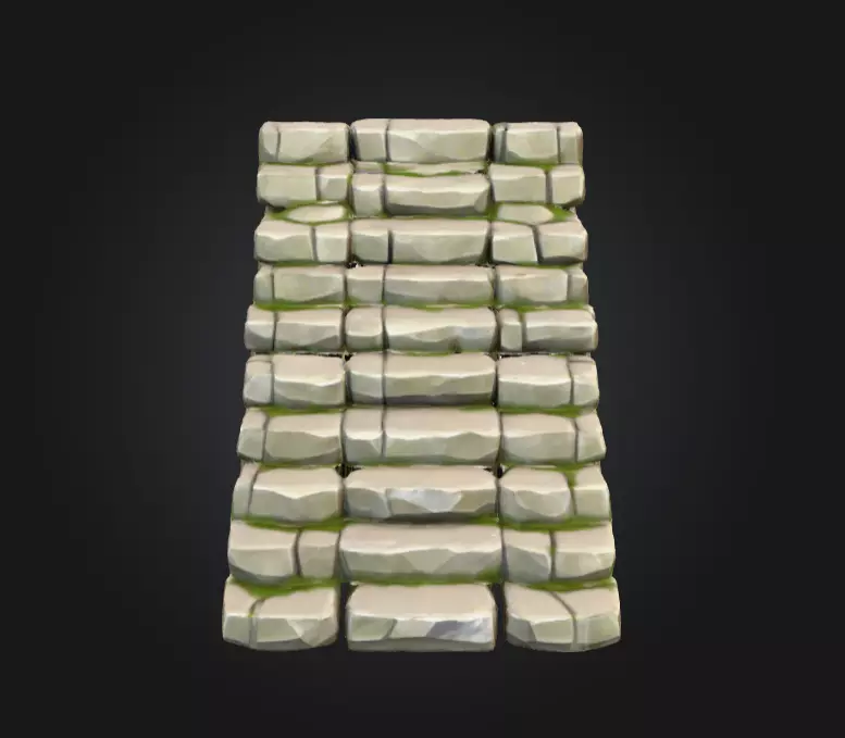 Mossy Stone Stairway Low-poly 3D model_4