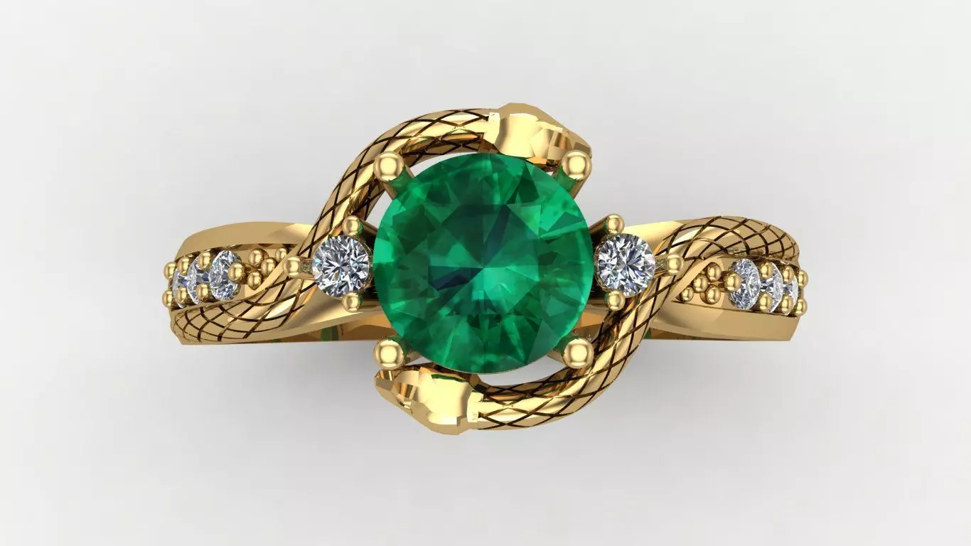 Medicine Graduation Ring with snakes on top 3D print model_2