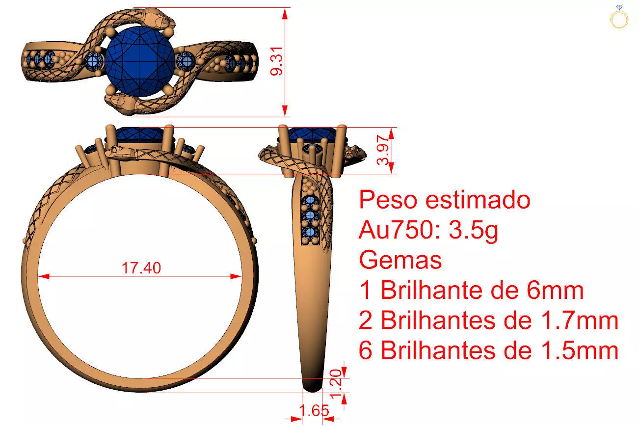 Medicine Graduation Ring with snakes on top 3D print model_4