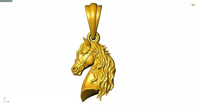 25mm Horse Side Face Pendant STL 3D Model for Jewelry Casting