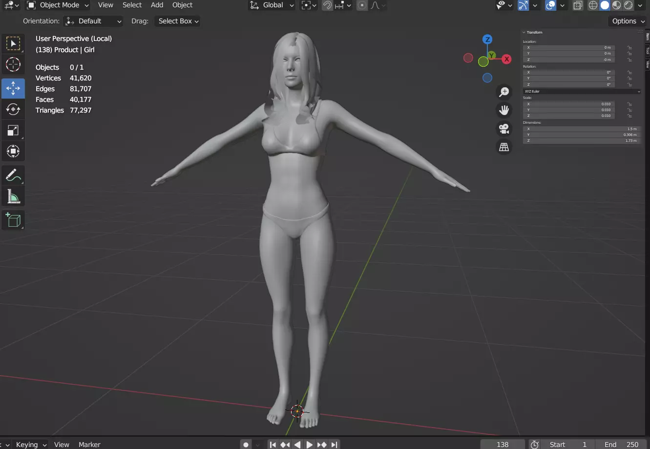 Evelyn - Realistic Female Base Mesh 3D model_22