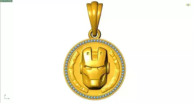 25mm Iran Man Face Pendant STL 3D Model for Jewelry Casting