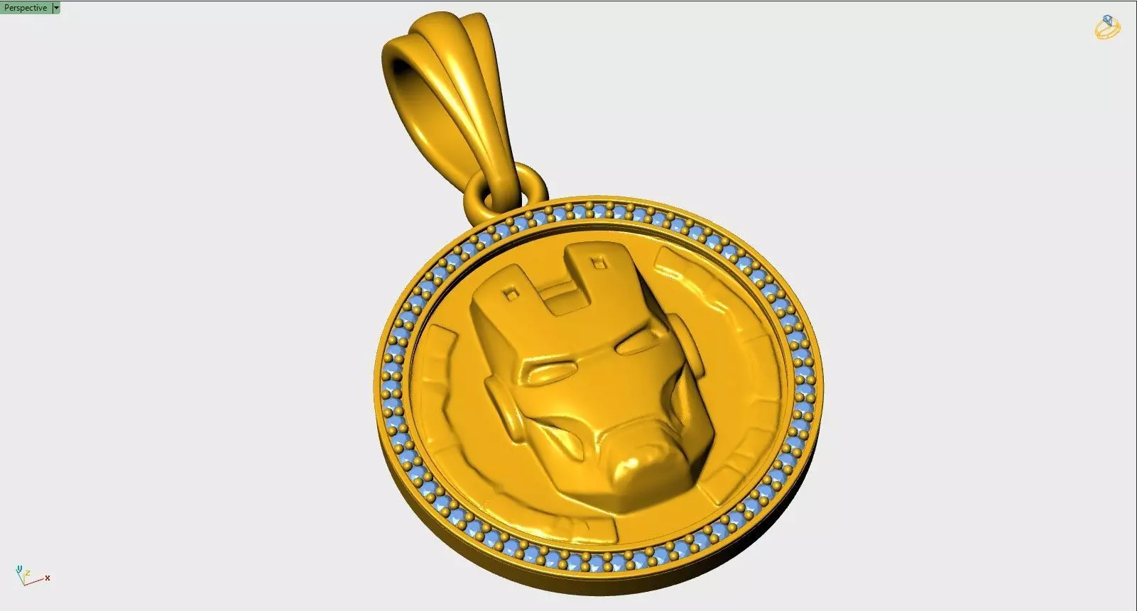 25mm Iran Man Face Pendant STL 3D Model for Jewelry Casting 3D print model_1