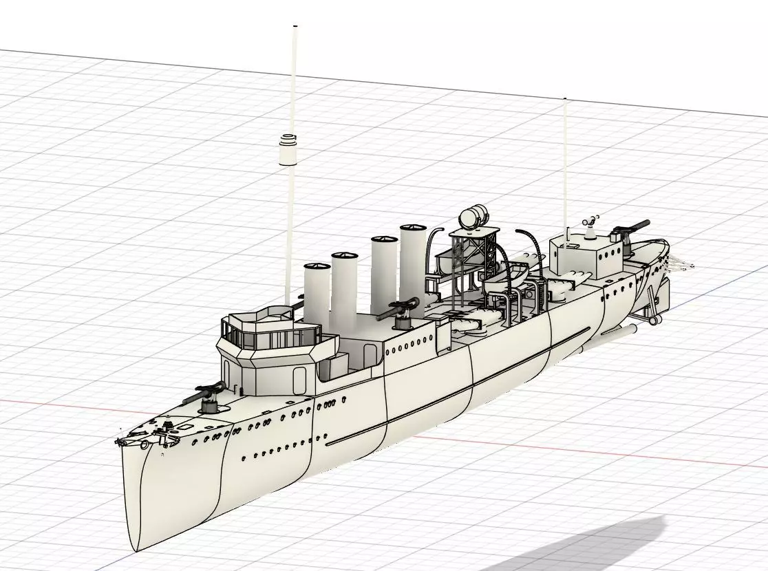 Clemson Class Destroyer 1-72 Scale RC Ship Model 3D print model_0