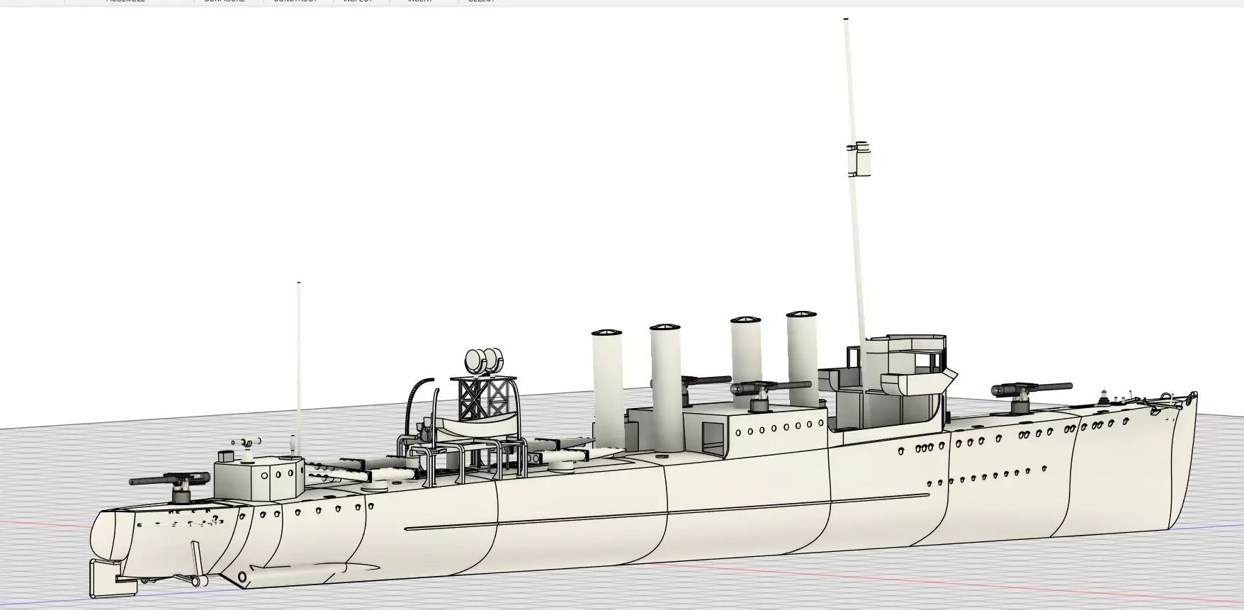 Clemson Class Destroyer 1-72 Scale RC Ship Model 3D print model_3