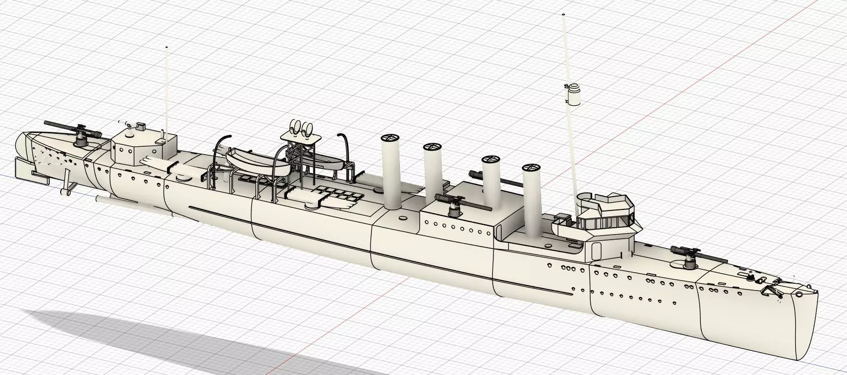Clemson Class Destroyer 1-72 Scale RC Ship Model 3D print model_2