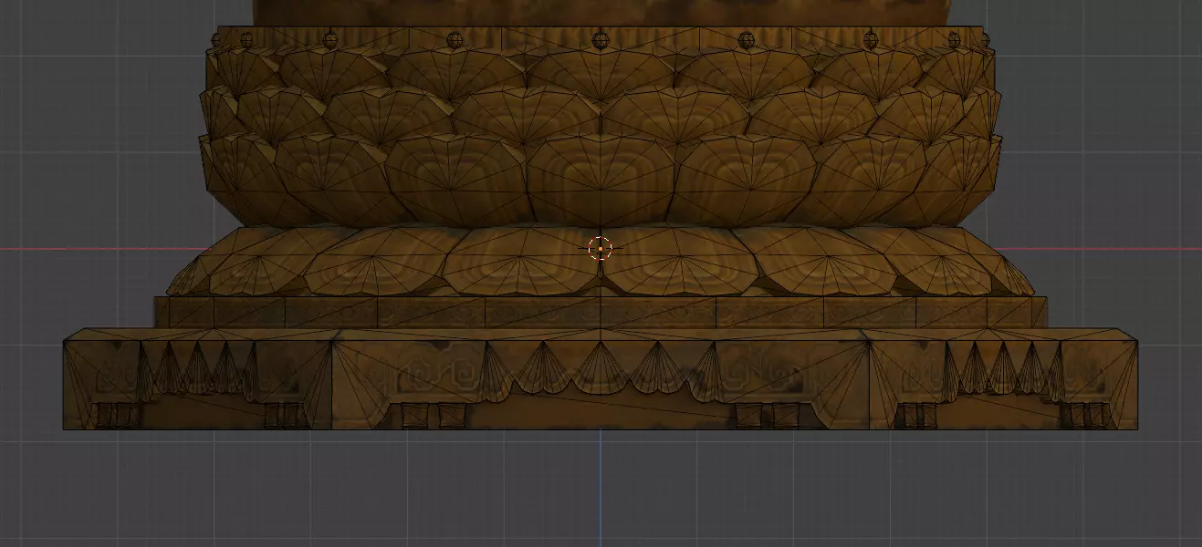 Low Poly Golden Sitting Buddha Statue Low-poly 3D model_7