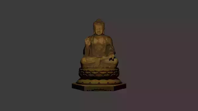 Low Poly Golden Sitting Buddha Statue