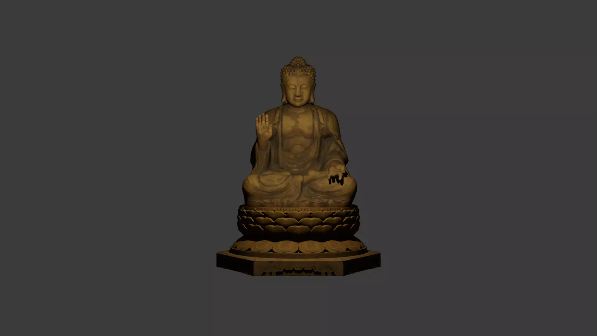 Low Poly Golden Sitting Buddha Statue Low-poly 3D model_0