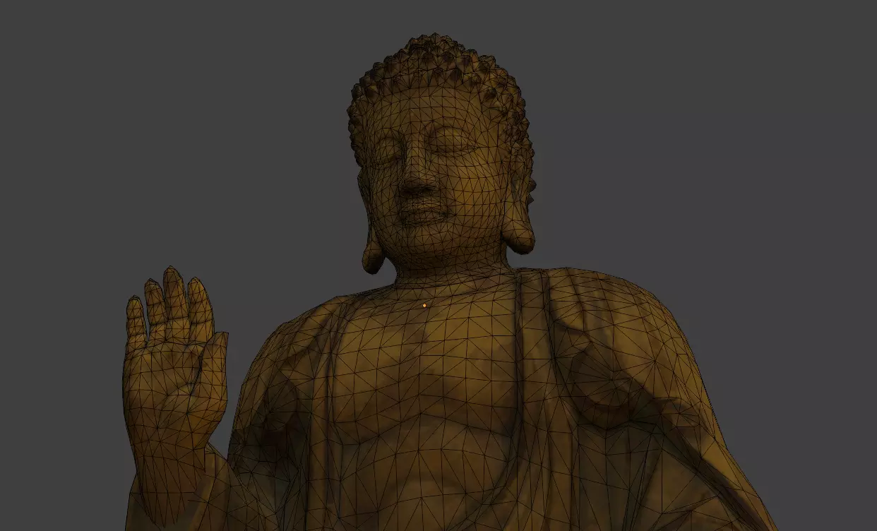 Low Poly Golden Sitting Buddha Statue Low-poly 3D model_5
