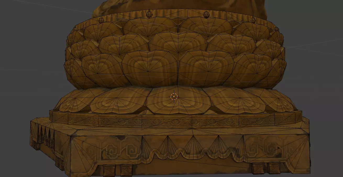 Low Poly Golden Sitting Buddha Statue Low-poly 3D model_8