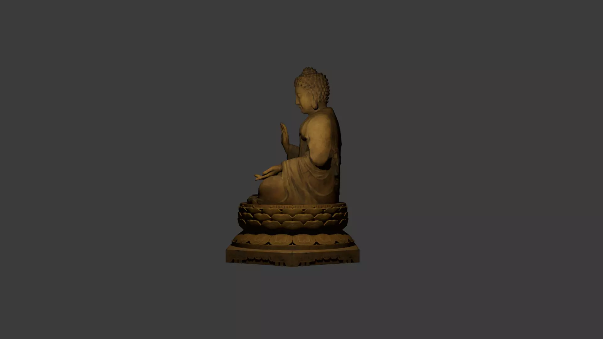 Low Poly Golden Sitting Buddha Statue Low-poly 3D model_3