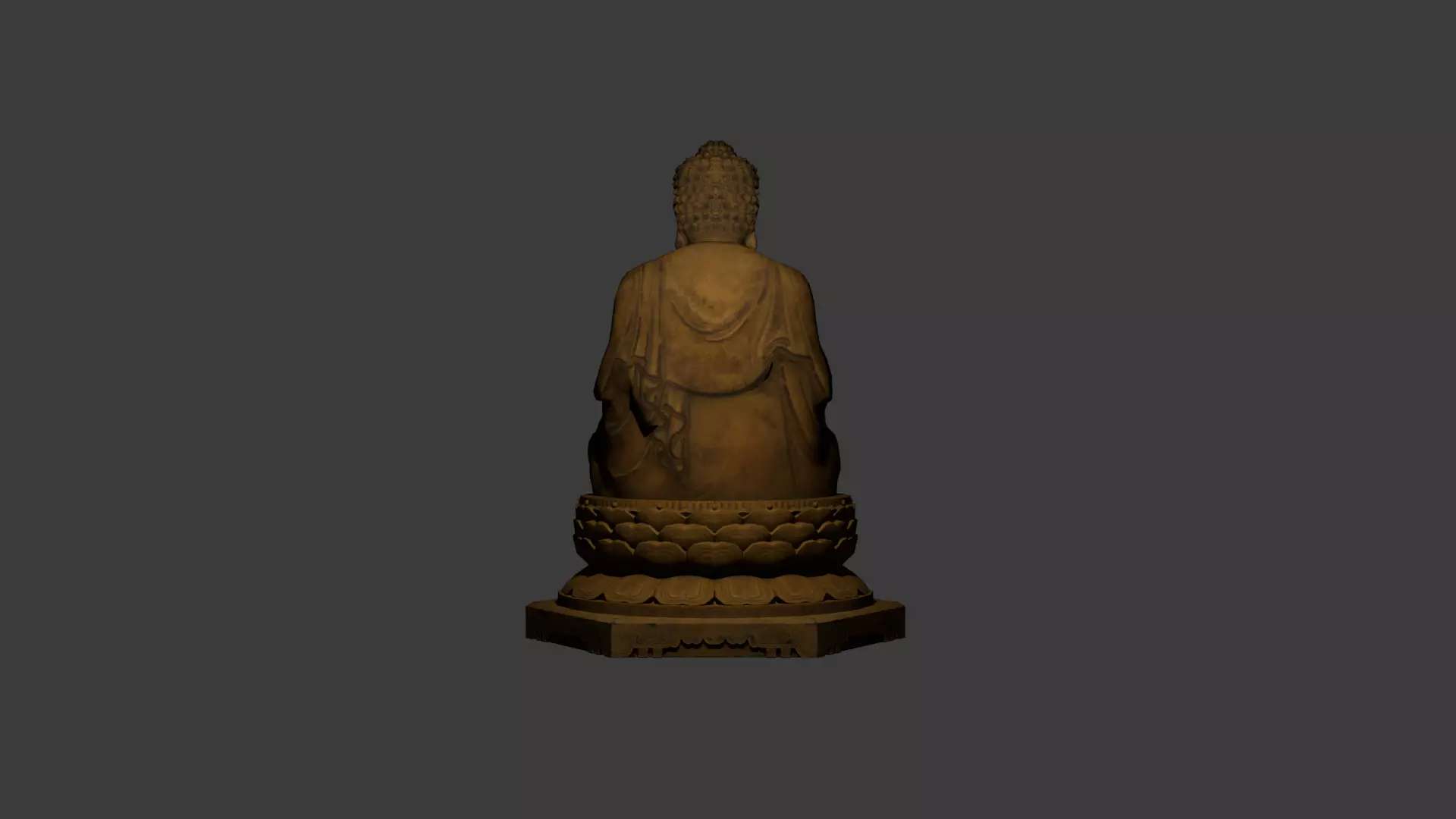 Low Poly Golden Sitting Buddha Statue Low-poly 3D model_2