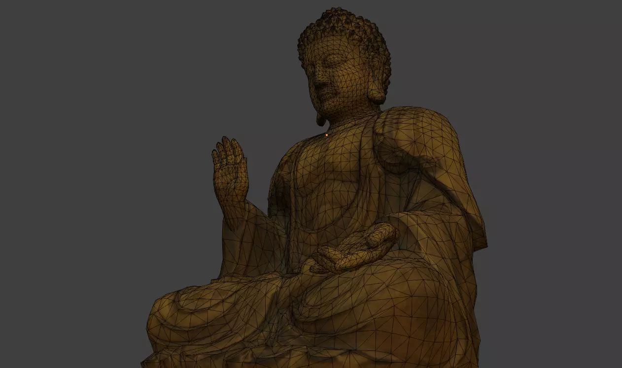 Low Poly Golden Sitting Buddha Statue Low-poly 3D model_6