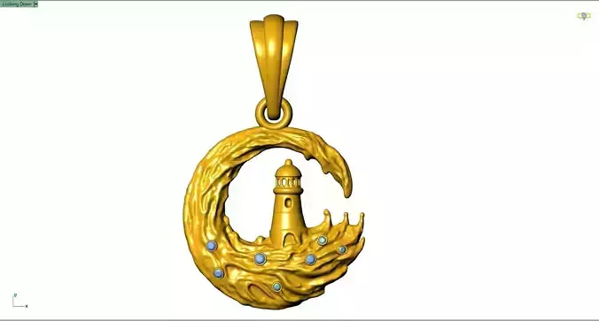25mm Lighthouse in Flood Pendant STL 3DM 3D Jewelry Model