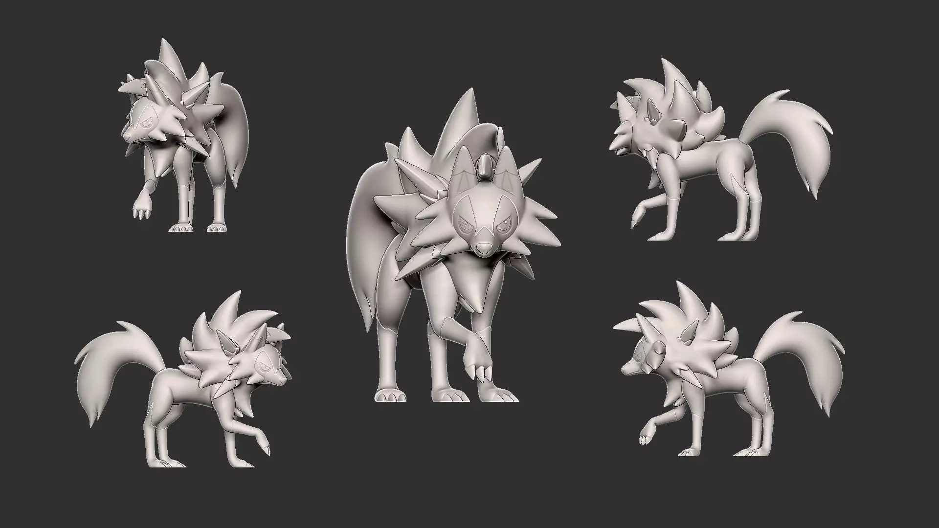 lycanrock dusk form  3D print model_2