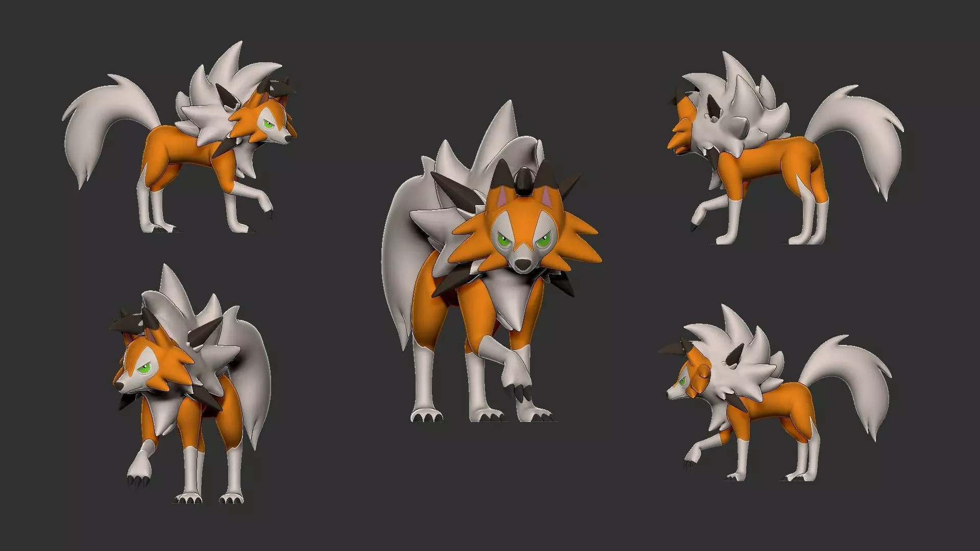 lycanrock dusk form  3D print model_1
